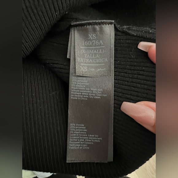 All Saints off shoulder black ribbed Midi dress. - Picture 9 of 11